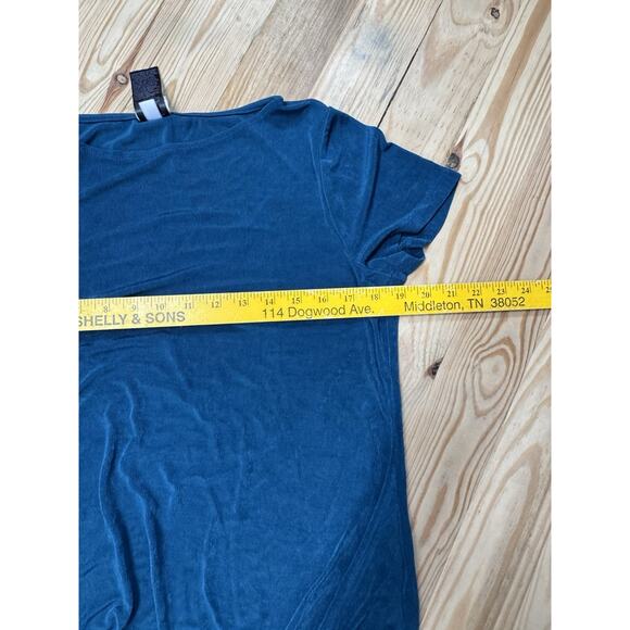 Travelers By Chicos Tunic Top Womens Short Sleeve Asymmetrical Green M (1) - Picture 3 of 7